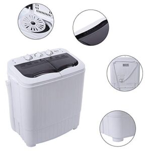 Portable Mini Compact Twin Tub Washing Machine,Portable Laundry Washer,with Built-in Drain Pump Semi-automatic Cover Washing Machine for Camping, Apartments, Dorms, College Rooms (14.3Lbs Capacity,A)