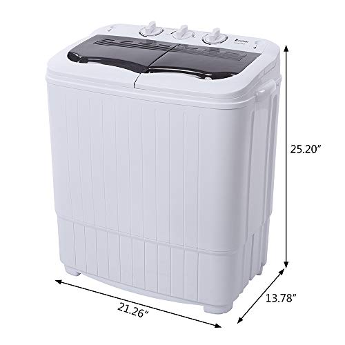 Portable Mini Compact Twin Tub Washing Machine,Portable Laundry Washer,with Built-in Drain Pump Semi-automatic Cover Washing Machine for Camping, Apartments, Dorms, College Rooms (14.3Lbs Capacity,A)