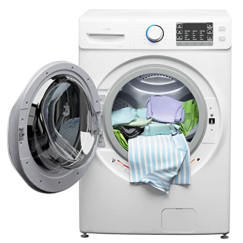 KoolMore FLW-5CWH 27" Front Load X-Large 4.5 Cu. Ft Machine with Quiet Inverter Motor, Steam and Water Plus Functions, 20-Minute Quick, 12 Washing Cycles [120V], White