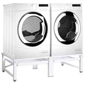 charmma double washing machine stand,laundry pedestal for washer and dryer with pull-out shelf raises your washer & dryer,stand steel,stand heavy duty up 440 lb
