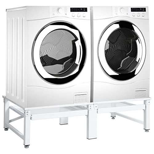 CHARMMA Double washing machine stand,laundry pedestal for washer and dryer with pull-out shelf Raises Your Washer & Dryer,stand steel,Stand Heavy Duty up 440 lb