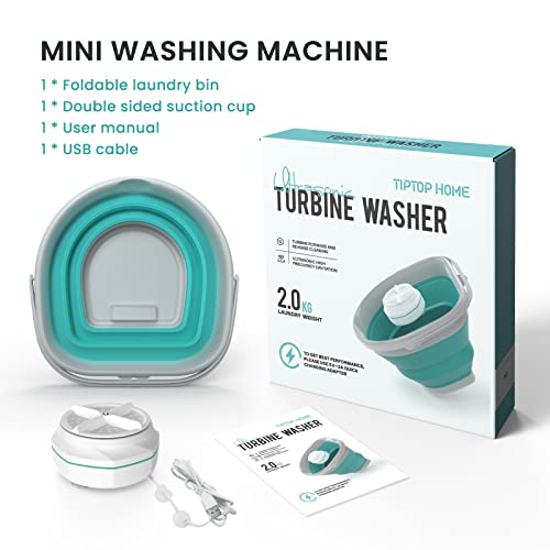 Portable Mini Washing Machine, Automatic Foldable Laundry Bucket,【2023 Upgrade Version】 Portable Ultrasonic Turbo Washer by for Socks Underwear, Travel Business Trip or College Rooms