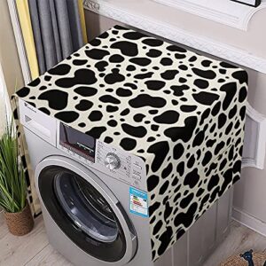 cow print texture pattern washing machine dryer top cover refrigerator fridge dust-proof cover with storage pockets bags sunscreen cover kitchen christmas decor
