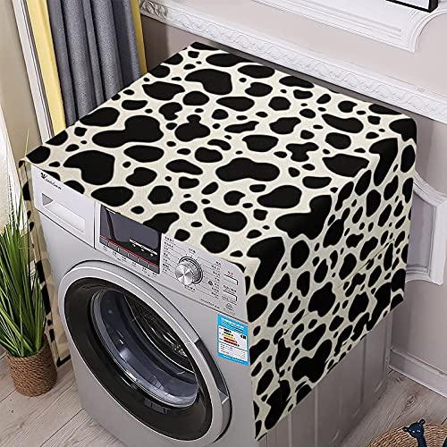 Cow Print Texture Pattern Washing Machine Dryer Top Cover Refrigerator Fridge Dust-Proof Cover with Storage Pockets Bags Sunscreen Cover Kitchen Christmas Decor