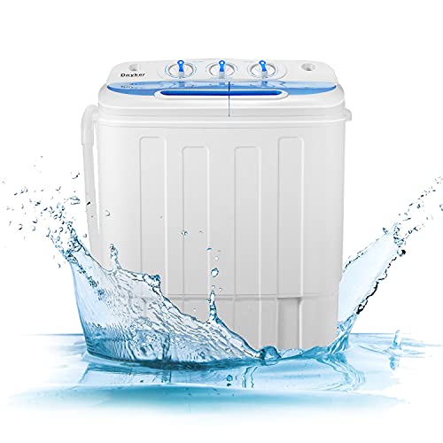 YOLENY 2IN1 Compact Mini Twin Tub Washing Machine, 16.5lbs Capacity w/Wash and Spin Cycle Combo, Timer Control, Built-in Gravity Drain, Portable Washer and Dryer Combo for Apartments, Dorms, Condos, RVs, Camping, Blue