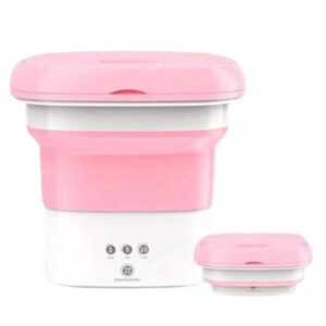 portable washing machine, mini folding washer and dryer combo,with small foldable drain basket for underwear, socks, baby clothes, travel, camping, rv, dorm, easy to carry (pink)