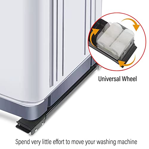 Washing Machine Base Heavy Duty Extensible Appliance Roller 500KG 17-28 Inch Adjustable Extendable Appliance Trolley Roller Wheels Compact Washing Machine Refrigerator Stand with Brake