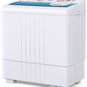 Mini Compact Washing Machine, Anpuce Portable Tub Laundry Washer 21lbs Washer(14.4Lbs) and Spinner(6.6Lbs), Cycle Combo Built-in Drain Pump/Semi-Automatic, for Camping, Apartments, Dorms, College Rooms, RV’s White&Blue