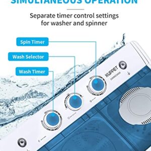 Mini Compact Washing Machine, Anpuce Portable Tub Laundry Washer 21lbs Washer(14.4Lbs) and Spinner(6.6Lbs), Cycle Combo Built-in Drain Pump/Semi-Automatic, for Camping, Apartments, Dorms, College Rooms, RV’s White&Blue