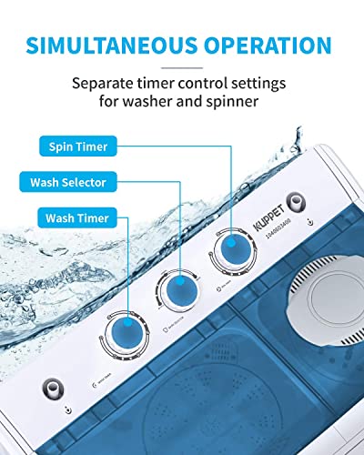 Mini Compact Washing Machine, Anpuce Portable Tub Laundry Washer 21lbs Washer(14.4Lbs) and Spinner(6.6Lbs), Cycle Combo Built-in Drain Pump/Semi-Automatic, for Camping, Apartments, Dorms, College Rooms, RV’s White&Blue