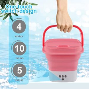 Protoiya Portable Mini Folding Clothes Washing Machine, Automatic Portable Washer with Drain Basket Touch Screen and Timer for Underwear, Sock, Baby Clothes, Travel, Camping, RV, Dorm, Apartment(Pink)