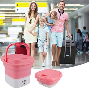 Protoiya Portable Mini Folding Clothes Washing Machine, Automatic Portable Washer with Drain Basket Touch Screen and Timer for Underwear, Sock, Baby Clothes, Travel, Camping, RV, Dorm, Apartment(Pink)