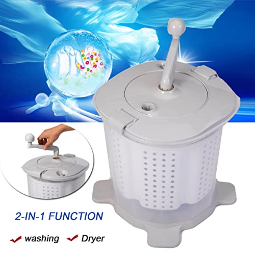 WEBTB Manual Non-Electric Portable Clothes Washer Mini Hand Crank Washing Machine Dehydrator Hand Powered Washing Machine Manual Clothes Washer The Laundry Alternative for Dormitory Camping RV