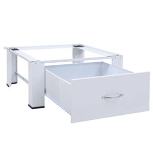 INLIFE Washer Dryer Stand with Drawer, Heavy Duty Washing Machine Pedestal with Storage Drawer Adjustable Height Base for Mini Air Conditioner Refrigerator Dryer White 27.2"x27.2"x12.8"(WxDxH)