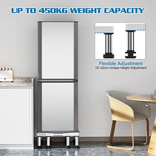SEISSO Fridge Stand-Upgraded 8 Heavy Duty Feet Adjustable Dryer Stand Increase 7-8.6inch Height Max Load 992LB/450KG Base Stand for Washer Refrigerator Washing Machine Dryer