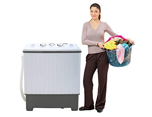 Portable Washing Machine, Compact Twin Tub Portable Washer and Dryer, 17Lbs Capacity Timer Control Mini Laundry Machine for Dorms, Rv’s, Camping, Apartments, College Rooms