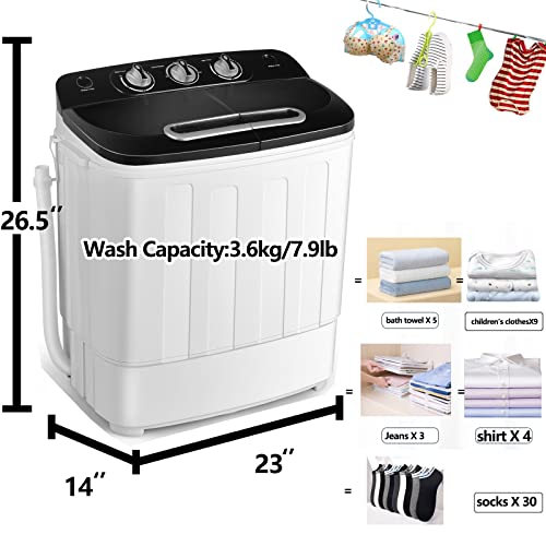 Tiktun Portable Washer and Dryer Combo XPB36-1288SA Mini Washing Machine, Black