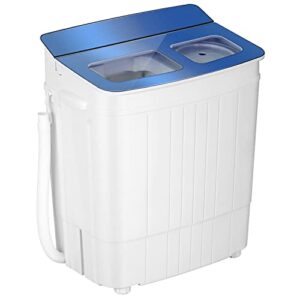 greenvelly portable washing machine washer, 17.6 lbs small mini twin tub washer and dryer combo, compact laundry clothes washer, automatic wash and spin cycle for apartment rv dorm camping (blue glass)