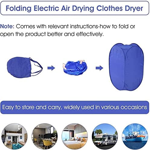 Electric Clothes Dryer, 800W Vent-less Portable Electric Air Clothing Drying Machine Fast Dryer Fold-able Fast Garment Dryer Heater for Home Dormitory Travelling 19.69 x 19.69 x 35.43inch US Plug