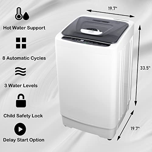 Frestec Portable Washing Machine, 1.38 Cu.Ft. Full-Automatic Small Washer, 2 in 1 Compact Laundry Washer, 8 Wash Cycles 3 Water Level Selections, Perfect for Apartment, Home, Dorm (1.38 Cu.Ft.)