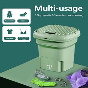 Foldable and Portable Washing Machine, Mini Portable Washer, Washing Machine with Drain Basket for Apartment, Laundry, Camping, RV, Travel, Underwear, Personal, Baby - GREEN