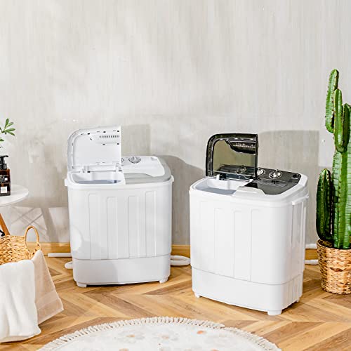 Giantex Portable Washing Machine, 13lbs Mini Twin Tub, 8Lbs Washer & 5Lbs Spinner, Compact Laundry Washer Combo, Built-in Pump Drain, Apartments RVs and Dorms (White & Gray)