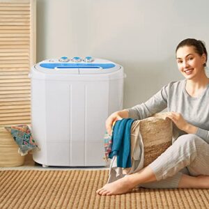 Qzexun 2 in 1 Laundry Washer and Spin Dryer Combo Electric Portable Washing Machine, Blue