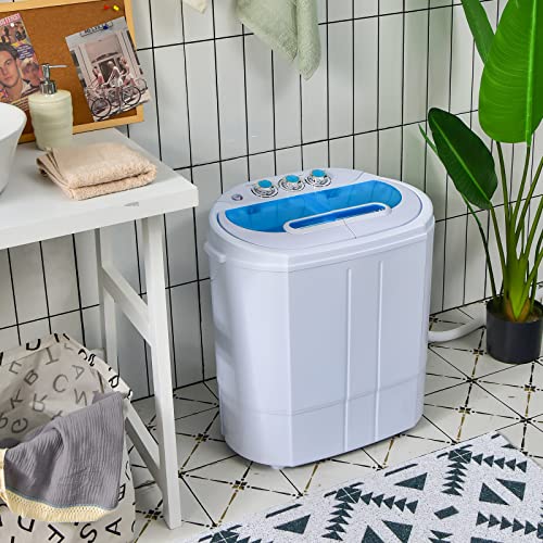 Qzexun 2 in 1 Laundry Washer and Spin Dryer Combo Electric Portable Washing Machine, Blue