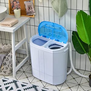 Qzexun 2 in 1 Laundry Washer and Spin Dryer Combo Electric Portable Washing Machine, Blue