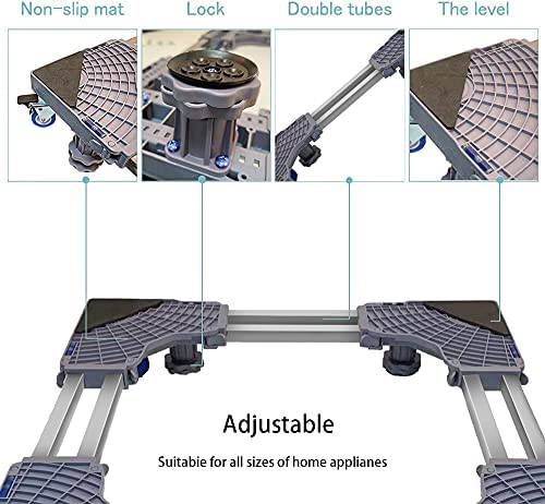 Mini Fridge Stand Universal Stand Base Adjustable Refrigerator Stand with 4 Strong Feet Washing Machine Pedestal Multi-Functional Base for Dryer, Load-Bearing up to 300 kg