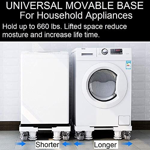 Mini Fridge Stand Universal Stand Base Adjustable Refrigerator Stand with 4 Strong Feet Washing Machine Pedestal Multi-Functional Base for Dryer, Load-Bearing up to 300 kg