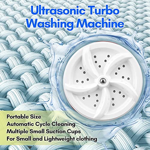 Andoer Ultrasonic Turbo Washing Machine Portable Mini Washer with USB Power Supply Suction Cups for Home Travel Business Trip