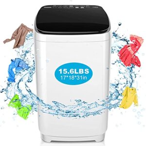 portable washing machine nictemaw 15.6lbs capacity portable washer with drain pump, 1.7cu.ft full-automatic compact washer with 10 programs 8 water level selections/led display ideal for home/apartment/rv/dorms