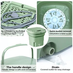 Foldable Washing Machine, Mini Portable Washer, Washing Machine with Drain Basket for Apartment, Laundry, Camping, RV, Travel, Underwear, Personal, Baby - GREEN