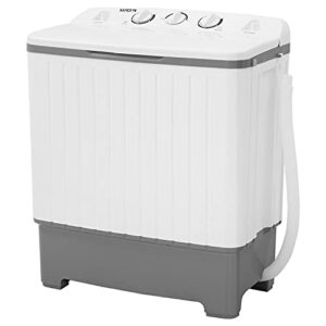 hudada twin tub washing machine portable mini compact washer and spin dryer combo, 10lbs & 7lbs spinning, small laundry with inlet drain hose for apartment dorm rv home, white