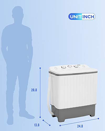 Hudada Twin Tub Washing Machine Portable Mini Compact Washer and Spin Dryer Combo, 10Lbs & 7Lbs Spinning, Small Laundry with Inlet Drain Hose for Apartment Dorm RV Home, White