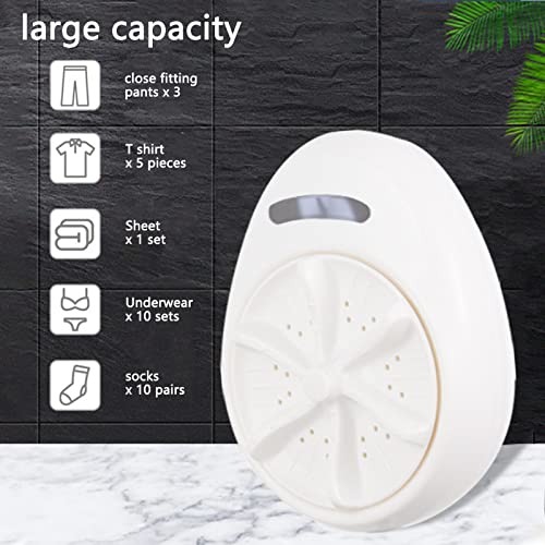 Mini Washing Machine, 120W 100‑240V 50/60Hz ABS Portable Washing 3in1 Dishwashers Ultrasonic Turbine Washing Machine, Portable Laundry Machine for Travel Business Trip or College Rooms(US-Plug)