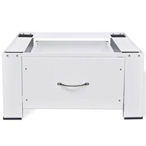 Festnight Washing Machine Pedestal with Storage Drawer Dryer Mini Refrigerator Cabinet Stand for Utility Room Home All Standard Washing Machines Furniture White Load Capacity 220.5 lb