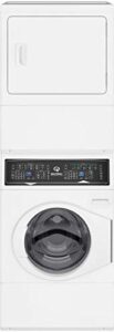 speed queen sf7003wg 27″ gas stacked washer and dryer with stainless steel tub, balance technology, control lock, moisture sensor, in white