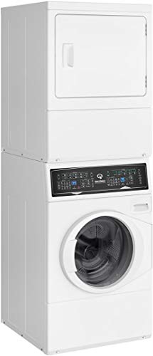 Speed Queen SF7003WG 27" Gas Stacked Washer and Dryer with Stainless Steel Tub, Balance Technology, Control Lock, Moisture Sensor, in White