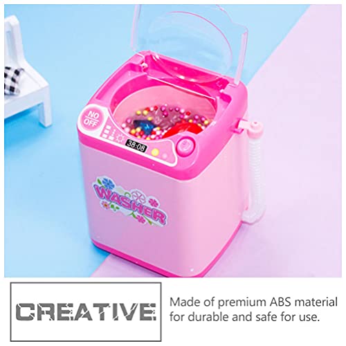 Toyvian Mini Makeup Brush Cleaner Plastic Electric Washing Machine Automatic Dollhouse Cosmetic Powder Puff Washer Device Sponge Cleaning Tool for Girls Ladies