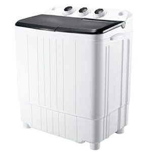 portable washing machine 15lbs capacity washer and dryer combo 2 in 1 mini compact twin tub washing machine laundry washer(9lbs) & spinner(6lbs) with built-in gravity drain pump,low noise and easy store for apartment,dorms,rv camping (black)