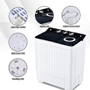 Kumcahom Portable Washing Machine 26Lbs Capacity Washer and Dryer Combo Twin Tub Laundry Washer(18Lbs) & Spinner(8Lbs) with Built-in Gravity Drain Pump,for Apartment,Dorms,RV Camping (black+white)