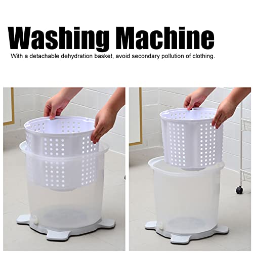 Kudoo Mini Portable Washing Machine, Hand Cranked Clothes Washer, Manual Operation Non Electric Laundry Washer Underwear Washer with a Detachable Dehydration Basket for Home Dormitory Gray