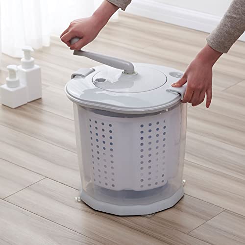 Kudoo Mini Portable Washing Machine, Hand Cranked Clothes Washer, Manual Operation Non Electric Laundry Washer Underwear Washer with a Detachable Dehydration Basket for Home Dormitory Gray