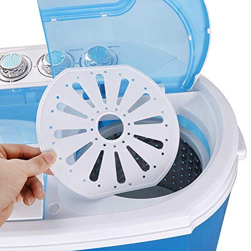 HomGarden 10lbs Portable Washing Machine with Twin Tub Electric Compact Washing Machine Mini Laundry w/Washer&Spinner, Gravity Drain Pump and Drain Hose