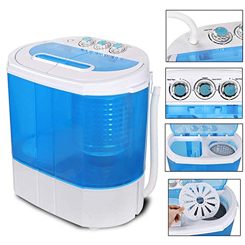 HomGarden 10lbs Portable Washing Machine with Twin Tub Electric Compact Washing Machine Mini Laundry w/Washer&Spinner, Gravity Drain Pump and Drain Hose