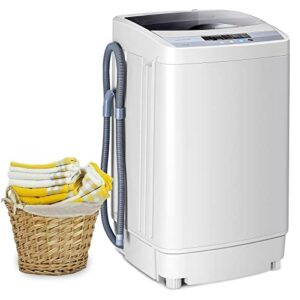 costway portable washing machine, 9.92lbs capacity full-automatic washer with 10 wash programs, led display, 8 water levels, compact laundry washer and dryer combo for home, apartment, dorm, rvs