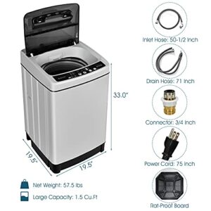 ARLIME 2 in 1 Compact Mini Laundry Machine Full-Automatic Washing Machine 1.5 Cu.Ft Capacity Portable Laundry Washer & Spin Dryer W/ Long Inlet & Outlet Hose For Apartments, Condos, Dorms, RV’s Camping Living (Grey)