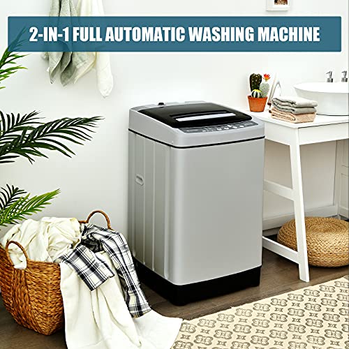 ARLIME 2 in 1 Compact Mini Laundry Machine Full-Automatic Washing Machine 1.5 Cu.Ft Capacity Portable Laundry Washer & Spin Dryer W/ Long Inlet & Outlet Hose For Apartments, Condos, Dorms, RV’s Camping Living (Grey)